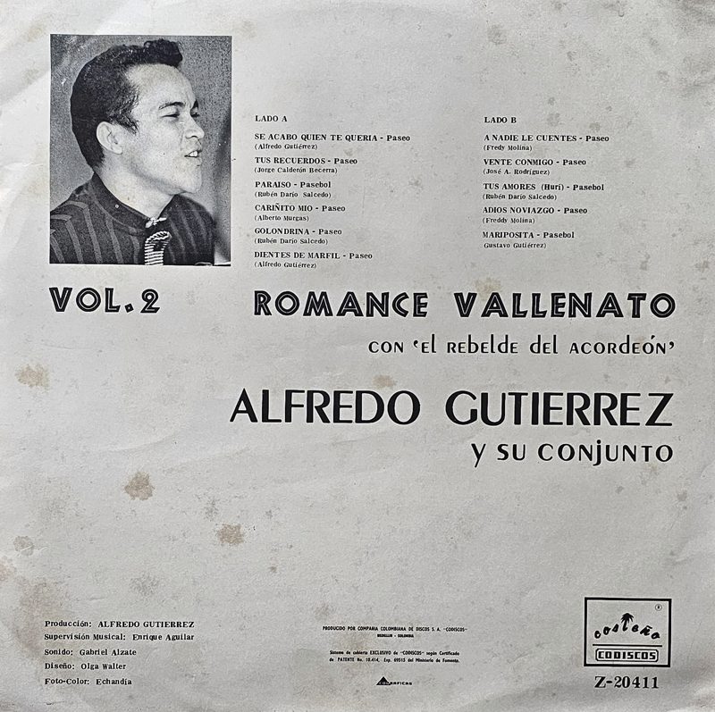 Contraportada - Alfredo Gutiérrez y su Conjunto - Romance Vallenato Vol 2.