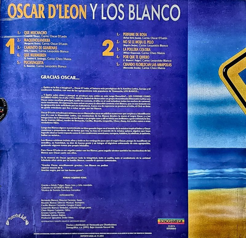 Contraportada - Los Blanco - Oscar D'Leon y Los Blanco