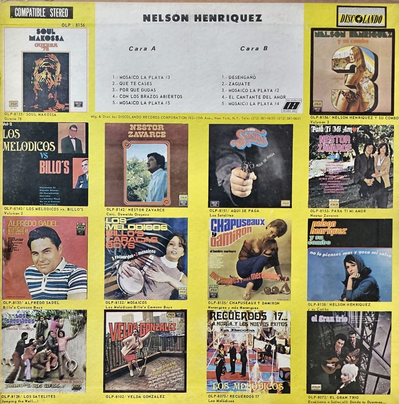 Contraportada - Nelson Henríquez - Nelson Henríquez con La Orquesta La Playa Vol 3
