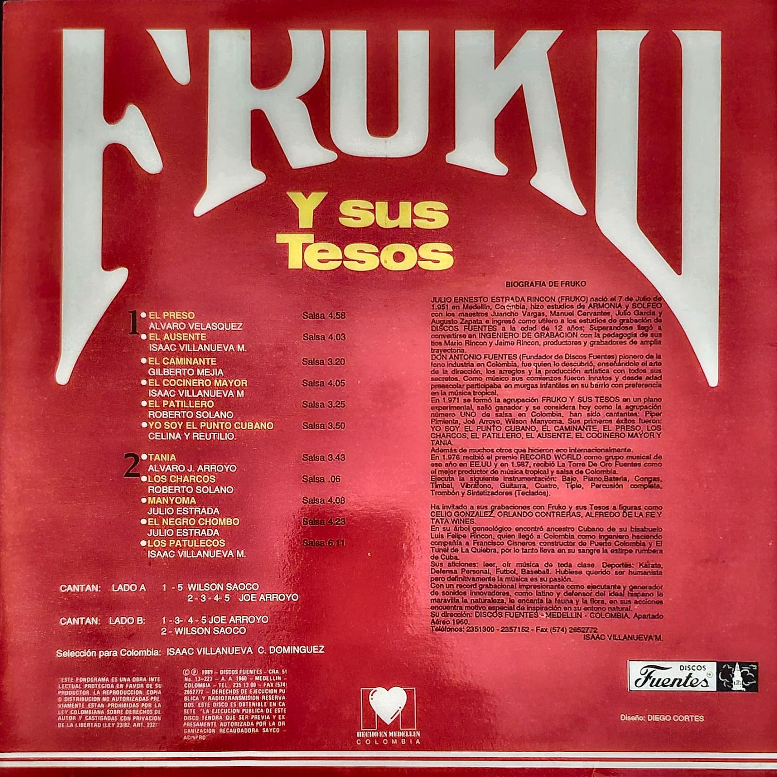 Contraportada - Fruko y sus tesos - Grandes éxitos de salsa