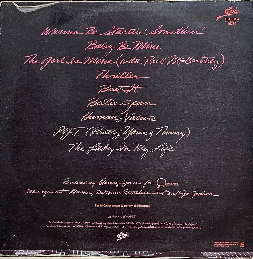 Contraportada - Michael Jackson - Thriller